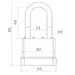 Замок Punto (Пунто) навесной PK-6540L 3 key англ. длинная дужка, схема