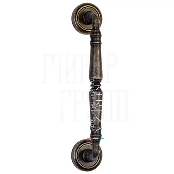 Ручка дверная скоба Extreza 'Petra' (Петра) 250 мм (205 мм) на круглых розетках R01 античная бронза