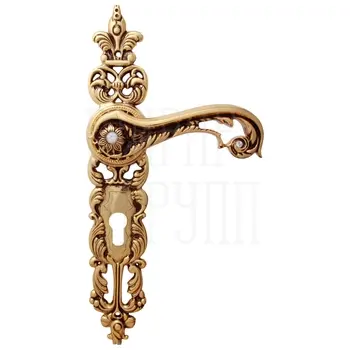 Дверная ручка на планке Class 'Jade' 1110 Svarovski золото 24К + коричневый (cyl)