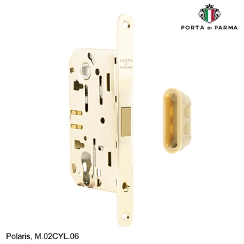 Замок врезной магнитный под цилиндр PORTA DI PARMA Polaris полированное золото