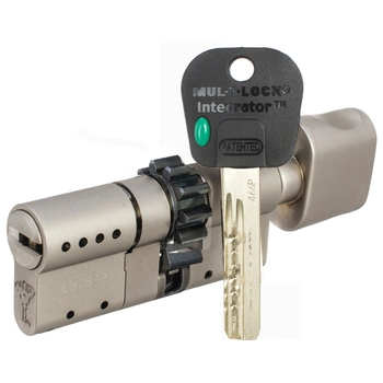 Цилиндр ключ-вертушка Mul-T-Lock Integrator Modular Extra 90 mm (50+10+30) никель + шестерня