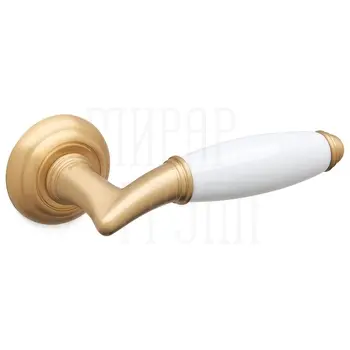 Дверная ручка на розетке Mandelli 'Melody' 1201 матовое золото + керамика