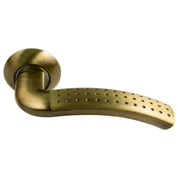 Дверные ручки на круглой розетке Archie S010 59P античная бронза / перфорация