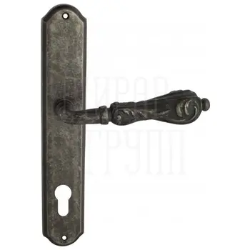 Дверная ручка Venezia 'MONTE CRISTO' на планке PL02 античное серебро (cyl)