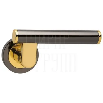 Дверные ручки на розетке Morelli Luxury 'Telescope' черный хром + золото
