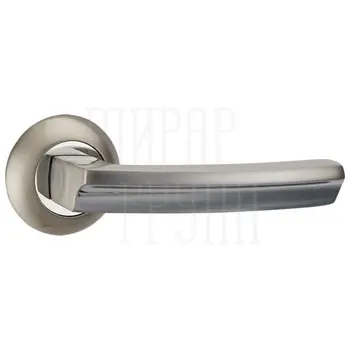 Дверная ручка Punto (Пунто) на круглой розетке 'ALFA' TL матовый никель + хром