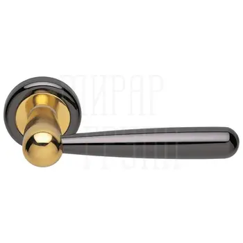 Дверные ручки на розетке Morelli Luxury 'Pinokkio' черный хром + золото