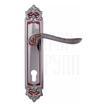 Дверная ручка на планке Melodia 285/229 'Daisy' французское серебро (cyl)