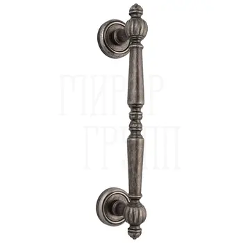 Ручка дверная скоба Extreza 'Daniel' (Даниель) 244 мм (195 мм) на круглых розетках R01 античное серебро