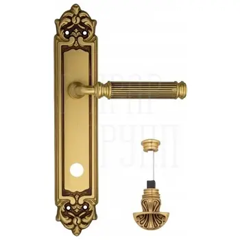 Дверная ручка Venezia 'MOSCA' на планке PL96 французское золото + коричн. (wc-4)