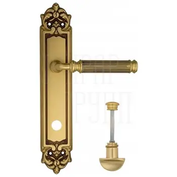 Дверная ручка Venezia 'MOSCA' на планке PL96 французское золото + коричн. (wc)