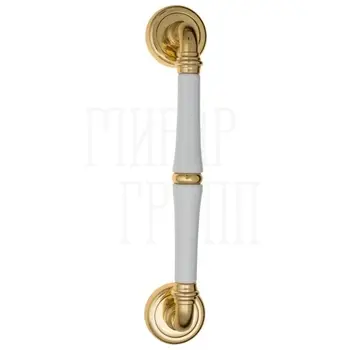 Дверная ручка-скоба Fratelli Cattini 'GRACIA CERAMICA BIANCO' 300мм (250мм) D1-IA полированная латунь + керамика