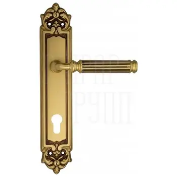 Дверная ручка Venezia 'MOSCA' на планке PL96 французское золото + коричн. (cyl)