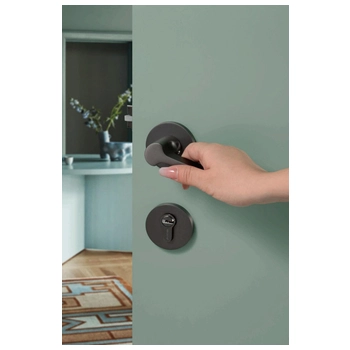 Дверная ручка премиум латунь Ghobestir 'ARTLIFE Collection' 015 на круглом основании серый сатин