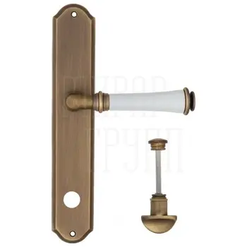 Дверная ручка Fratelli Cattini 'GRACIA CERAMICA BIANCO' на планке PL02 матовая бронза (wc-2)