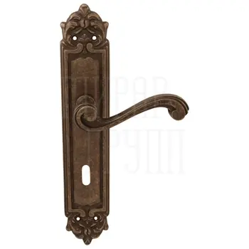 Дверная ручка на планке Melodia 225/229 'Cagliari' античная бронза (key)
