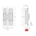 Дверная петля скрытой установки Ceam с 3D регулировкой 1430 28x22 (50-65 кг), схема