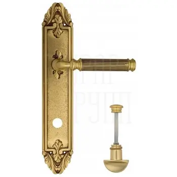 Дверная ручка Venezia 'MOSCA' на планке PL90 французское золото + коричн. (wc)