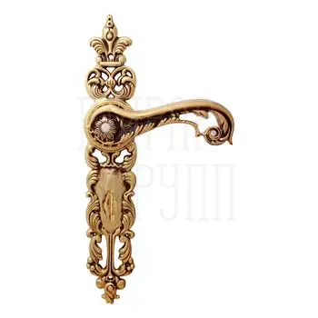 Дверная ручка на планке Class 'Jade' 1110 Svarovski золото 24К + коричневый