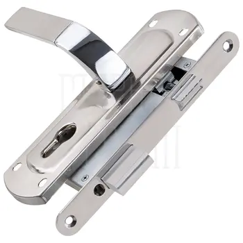 Замок врезной Punto (Пунто) цилиндровый с защёлкой в комплекте с дверной ручкой KIT P25 5558 ORION AB W/B полированный хром