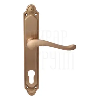 Дверная ручка на планке Melodia 129/158 'Palma' матовая латунь + латунь (cyl)