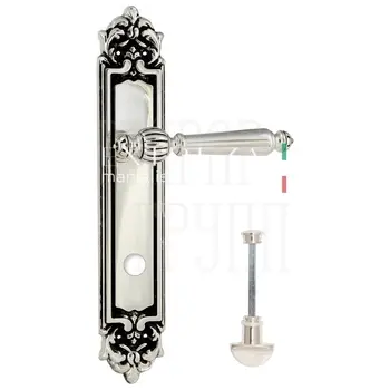 Дверная ручка Extreza 'DANIEL' (Даниел) 308 на планке PL02 натуральное серебро + черный (wc)