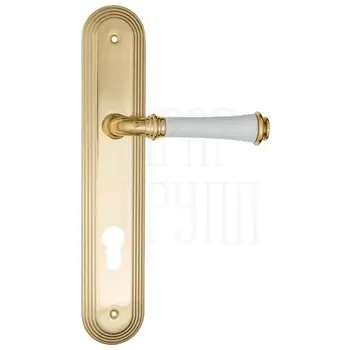 Дверная ручка Fratelli Cattini 'GRACIA CERAMICA BIANCO' на планке PL288 полированная латунь (cyl)