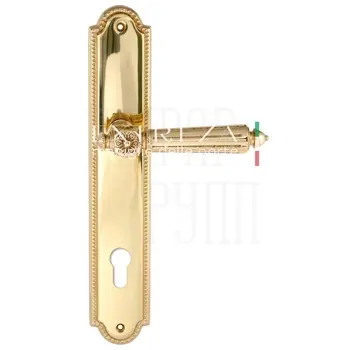 Дверная ручка Extreza 'LEON' (Леон) 303 на планке PL03 полированное золото (cyl)