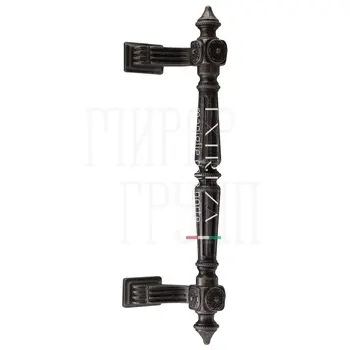 Ручка дверная скоба Extreza 'Leon' (Леон) 277 мм (200 мм) античное серебро