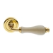 Дверные ручки на круглой розетке Morelli Luxury 'Ceramica', золото + керамика шампань