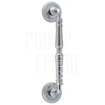 Ручка дверная скоба Extreza 'Petra' (Петра) 250 мм (205 мм) на круглых розетках R03 полированный хром