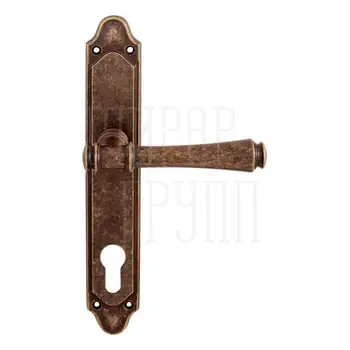 Дверная ручка на планке Melodia 245/158 'Tako' античная бронза (cyl)