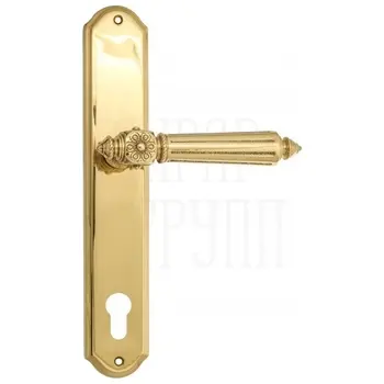 Дверная ручка Venezia 'CASTELLO' на планке PL02 полированная латунь (cyl)