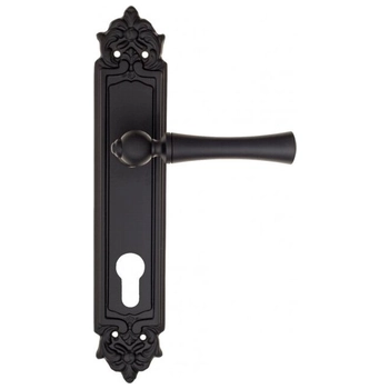 Дверная ручка Fratelli Cattini 'FOGGIA' на планке PL96 матовый черный (cyl)
