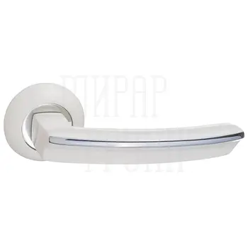 Дверные ручки Renz (Ренц) 'Ровиго' INDH 428-08 на круглой розетке белый + полированный хром