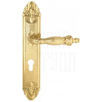Дверная ручка Venezia 'OLIMPO' на планке PL90 полированная латунь (cyl)