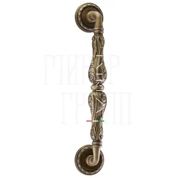 Ручка дверная скоба Extreza 'Greta' (Грета) на круглых розетках R02 матовая бронза