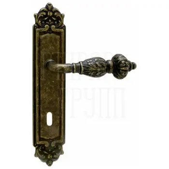 Дверная ручка на планке Melodia 230/229 'Gemini' античная бронза (key)