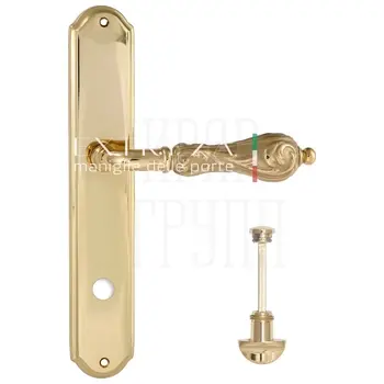 Дверная ручка Extreza 'GRETA' (Грета) 302 на планке PL01 полированное золото (wc)