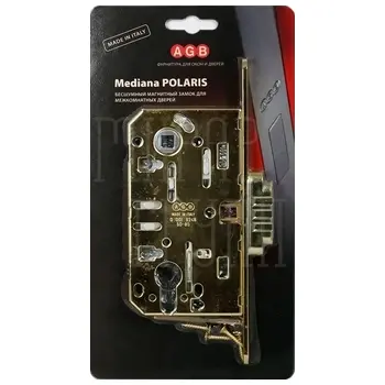 Защелка магнитная AGB Mediana Polaris под цилиндр с отв. пл. крепеж (BOX) золото