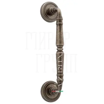 Ручка дверная скоба Extreza 'Petra' (Петра) 250 мм (205 мм) на круглых розетках R03 античное серебро