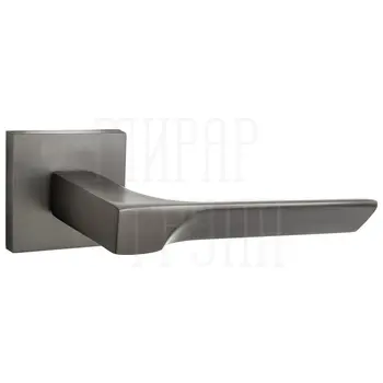 Дверные ручки Puerto (Пуэрто) 'Кастаньоле', серия SLIM INAL 549-03 (slim) на тонком квадратном основании матовый черный никель