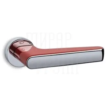 Дверная ручка на круглой розетке Convex 2015 хром + красный