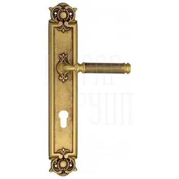 Дверная ручка Venezia 'MOSCA' на планке PL97 французское золото + коричн. (cyl)