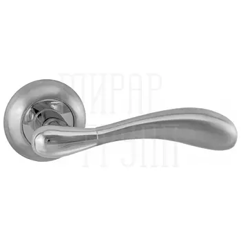 Дверные ручки Renz (Ренц) 'Розаро' INDH 89-08 на круглой розетке матовый хром + хром