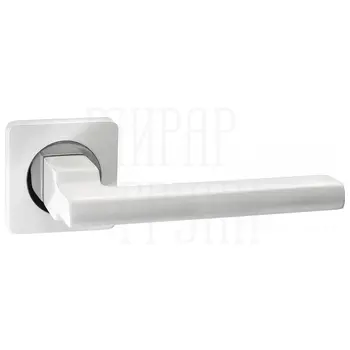 Дверные ручки Renz (Ренц) 'Рим' INDH 53-02 на квадратной розетке супер белый/хром блестящий