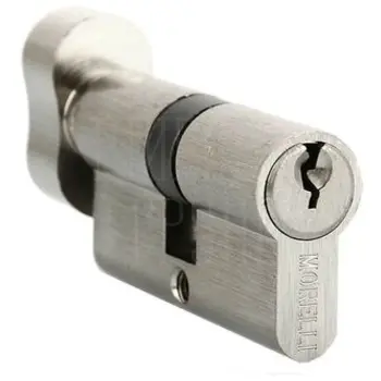 Цилиндр Morelli (60 мм/25+10+25) ключ-вертушка белый никель