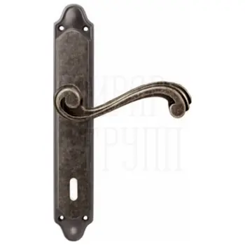 Дверная ручка на планке Melodia 225/158 'Cagliari' античное серебро (key)