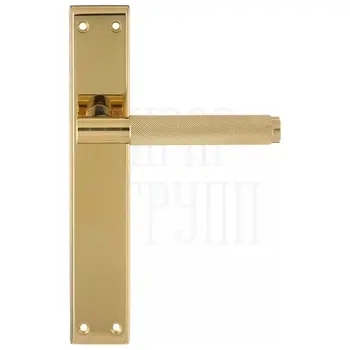 Дверная ручка на планке Extreza Hi-Tech 'TUBA' 126 на планке PL13 матовая латунь глянец (CYL)