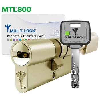 Цилиндровый механизм ключ-вертушка Mul-T-Lock (Светофор) MTL600 155 mm (75+10+70) латунь + флажок